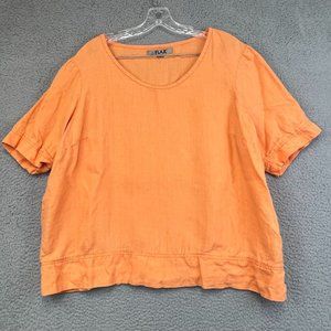 FLAX Womens Top Size L Orange Long Sleeves Scoop Neck
